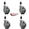Service Caster 5'' Gray Poly Swivel 1-3/8'' Expanding Stem Caster Set with Brake, 4PK SCC-EX20S514-PPUB-TLB-138-4 - alternate 3